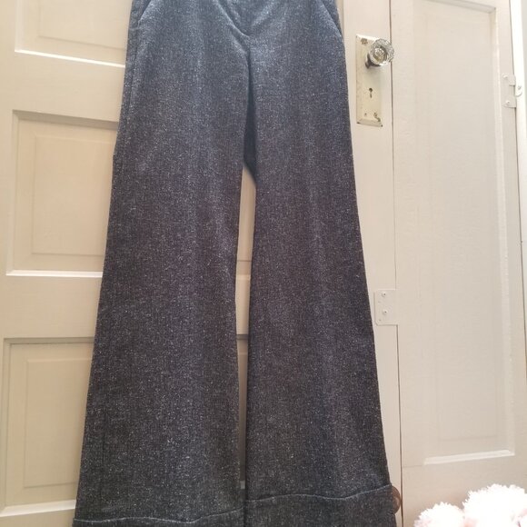 CAbi Charcoal Grey Tweed Flecked Wide Legged Cuffed Trousers Style  # 230 * Size - Picture 4 of 14